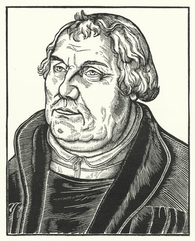 Luther Márton német protestáns reformátor portréja későbbi életében (metszet) alkotó: Lucas the Elder (after) Cranach