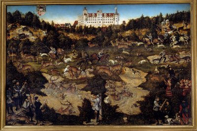 Vadászat V. Károly tiszteletére a Torgau-kastélyban (Németország). Idősebb Lucas Cranach (1472-1553) festménye alkotó: Lucas the Elder Cranach