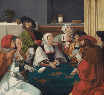 The Card Players, valószínűleg 1550-99 körül (olaj, vászon) alkotó: Lucas van (after) Leyden