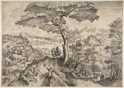 Soldiers at Rest Milites Requiescentes from The Large Landscapes, kb. 1555-56 alkotó: Lucas van Doetecum