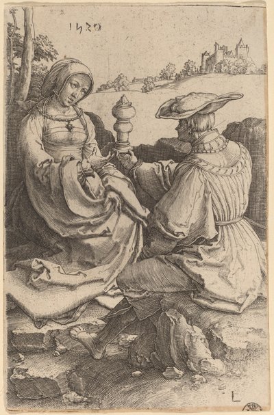 Egy nemes és egy hölgy ül a tájon alkotó: Lucas van Leyden