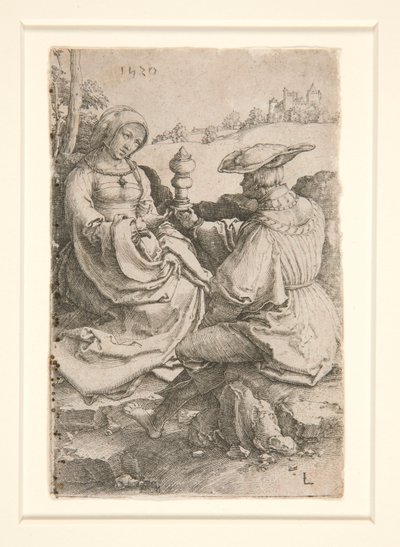 Egy nemes és egy hölgy ül a tájon alkotó: Lucas van Leyden