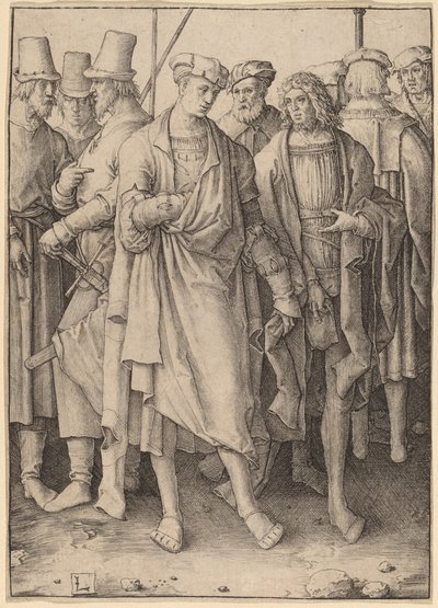 Egy fiatal férfi nyolc fegyveres férfival alkotó: Lucas van Leyden