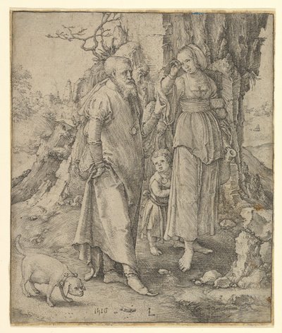 Ábrahám elküldi Hágart, 1516. alkotó: Lucas van Leyden