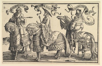 Akház, Ezékiás, Manasszes, Izrael tizenkét királyából, kb. 1520. alkotó: Lucas van Leyden