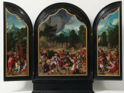 Az Aranyborjú imádata. 1530 körül alkotó: Lucas van Leyden