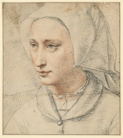 Főkötős nő mellképe, félig balra fordulva alkotó: Lucas van Leyden