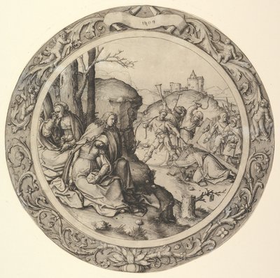 A keresztet hordozó Krisztus, a körkörös passióból, 1509. alkotó: Lucas van Leyden