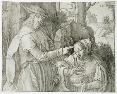 Krisztus kertészként megjelenik Szent Mária Magdolnának alkotó: Lucas van Leyden