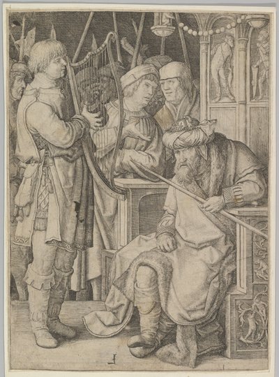 Dávid hárfán játszik Saul előtt alkotó: Lucas van Leyden