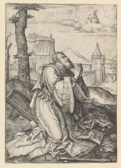 Dávid imádkozik, kb. 1507. alkotó: Lucas van Leyden