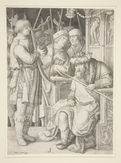 Dávid hárfán játszik Saul előtt alkotó: Lucas van Leyden