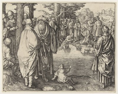 Krisztus megkeresztelkedése a Jordánban alkotó: Lucas van Leyden