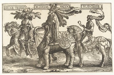 A trójai Hector hősök, Nagy Sándor és Julius Caesar The Nine Heroes (sorozat címe) alkotó: Lucas van Leyden