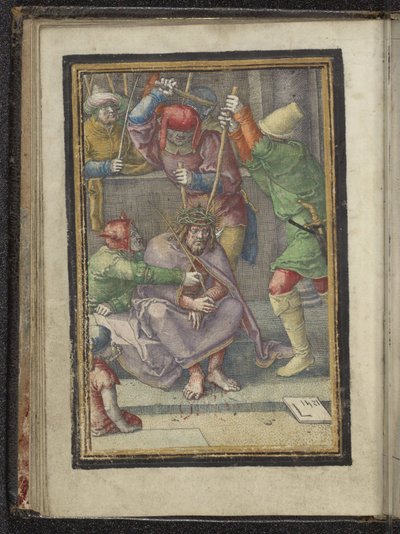 koronázó tövis Krisztus szenvedése (sorozat címe) alkotó: Lucas van Leyden
