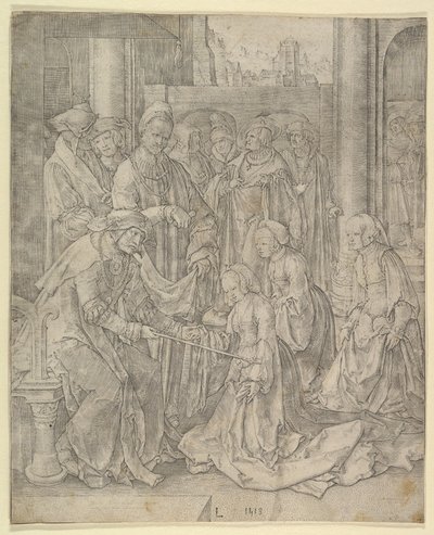 Eszter Ahasvérus előtt, 1518. alkotó: Lucas van Leyden