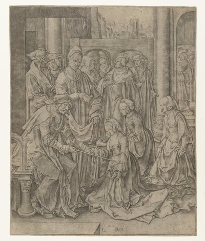 Eszter letérdel Ahasvérus előtt alkotó: Lucas van Leyden