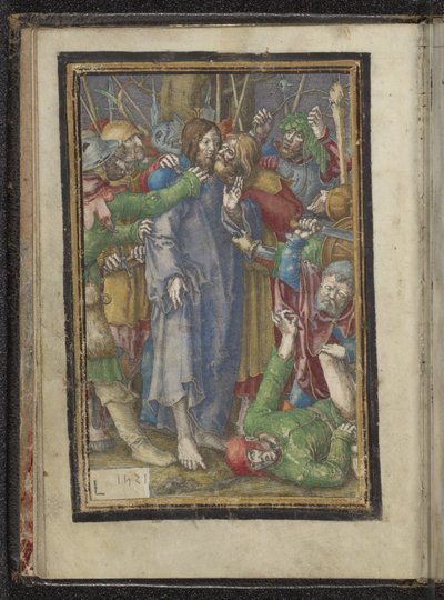 Krisztus fogsága Krisztus szenvedése (sorozat címe) alkotó: Lucas van Leyden