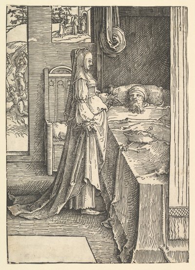 Jézabel Nábót szőlőit ígéri Akháb királynak, kb. 1517. alkotó: Lucas van Leyden