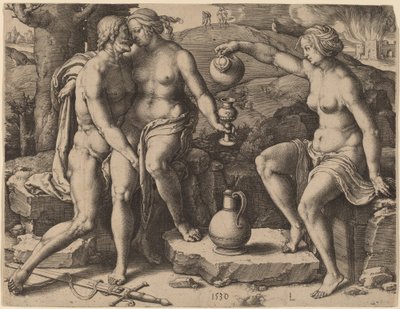 Lót és lányai alkotó: Lucas van Leyden