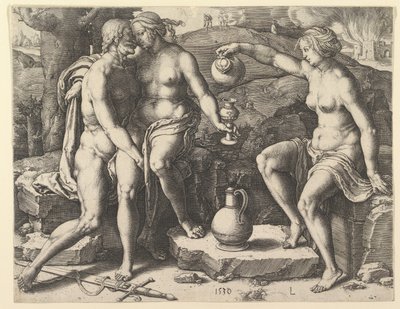 Lót és lányai, 1530. alkotó: Lucas van Leyden