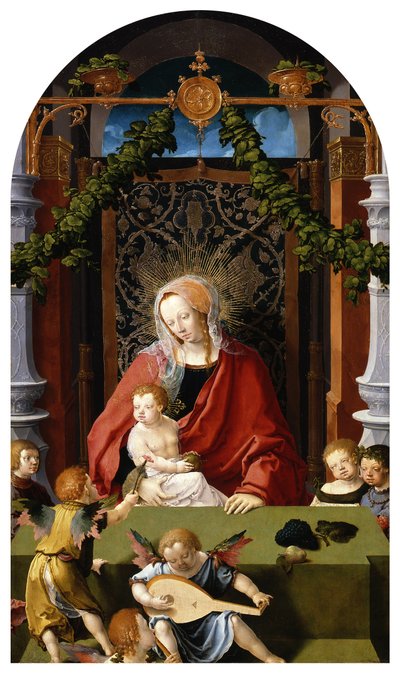 Mária a gyermekkel és angyalokkal alkotó: Lucas van Leyden