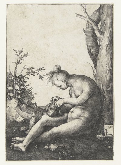 Meztelen nő kutyával alkotó: Lucas van Leyden