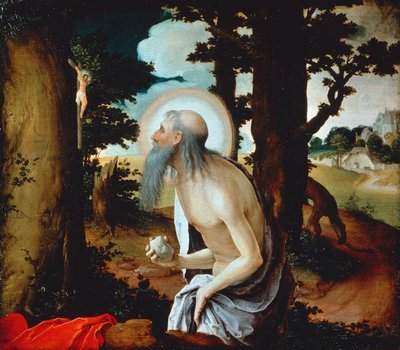 Bűnbánó Szent Jeromos alkotó: Lucas van Leyden