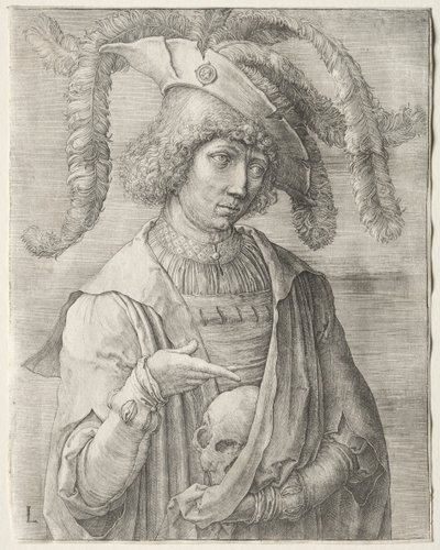 Koponyás fiatalember portréja, c. 1519. alkotó: Lucas van Leyden