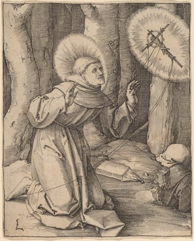Assisi Szent Ferenc a stigmákat fogadja alkotó: Lucas van Leyden