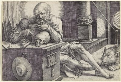 Szent Jeromos a dolgozószobájában, 1521 alkotó: Lucas van Leyden