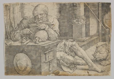 Szent Jeromos tanulmányában, 1521. alkotó: Lucas van Leyden