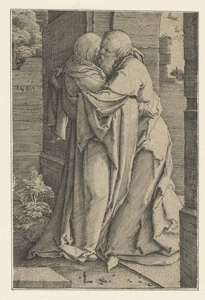 Szent Joachim Szent Annát ölelve, 1520. alkotó: Lucas van Leyden