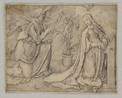 Az Angyali üdvözlet, kb. 1516. alkotó: Lucas van Leyden