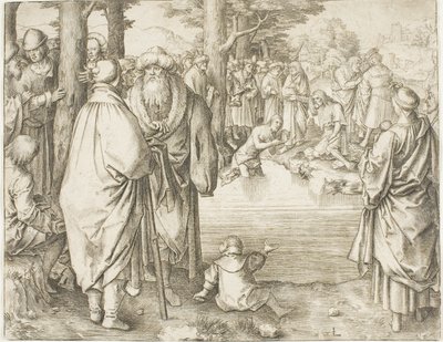 Krisztus megkeresztelkedése a Jordán folyóban alkotó: Lucas van Leyden