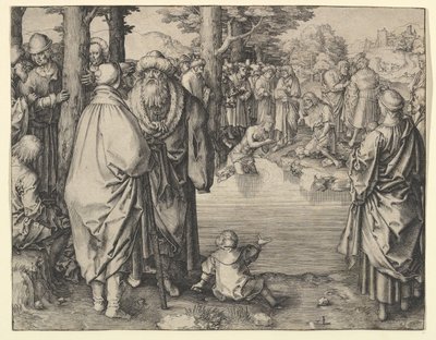 Krisztus megkeresztelése a Jordán folyóban alkotó: Lucas van Leyden