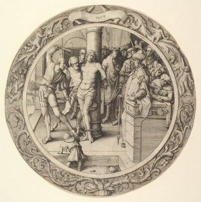 A zászlózás, a körkörös passióból, 1509. alkotó: Lucas van Leyden