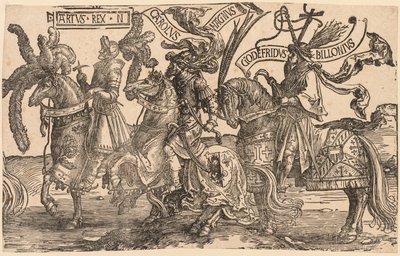 A kilenc hős: Arthur, Nagy Károly, Bouillon Godfrey, 1515-1517. alkotó: Lucas van Leyden