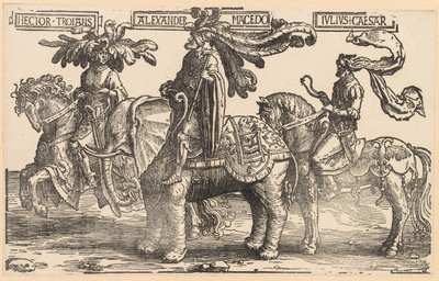 A kilenc hős: Trójai Hektor, Macedón Sándor, Julius Caesar, 1515-1517. alkotó: Lucas van Leyden