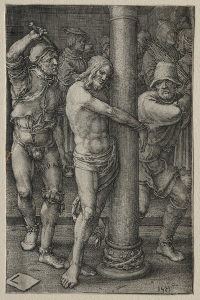 A szenvedély: A korbácsolás, 1521. alkotó: Lucas van Leyden