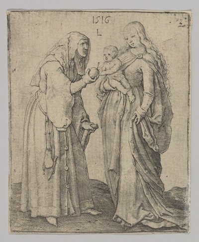 Szűz gyermekkel és Szent Annával, 1516. alkotó: Lucas van Leyden