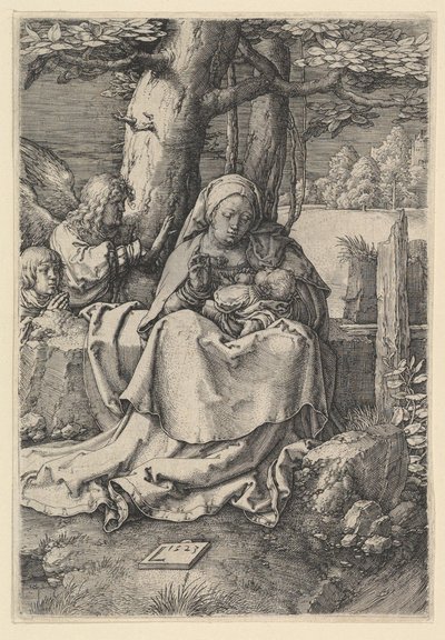 Szűz és gyermek két angyallal, 1523. alkotó: Lucas van Leyden