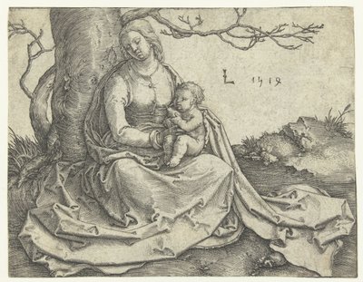 Szűz és gyermek ül egy fa alatt alkotó: Lucas van Leyden