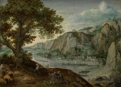 Huy, Ahin felől nézve (olaj a panelen) alkotó: Lucas van Valckenborch