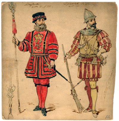 Beefeater és spanyol katona, 19. század. alkotó: Lucien Besche