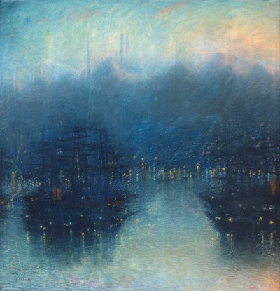 Konstantinápoly (A kikötő estéje) (pasztell, papír) alkotó: Lucien Levy-Dhurmer