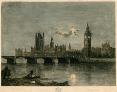Westminster éjjel színes metszet alkotó: Lucien Marcelin Gautier