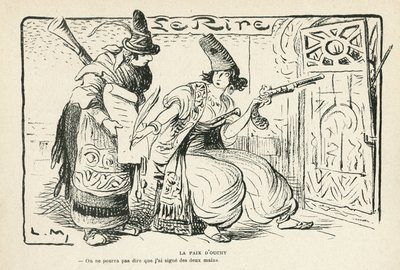Illusztráció: Le Rire, 12.10.26 - Ouchy-i béke - Balkán, Svájc, 14-18. háború, Lausanne-i szerződés (metszet) alkotó: Lucien Metivet