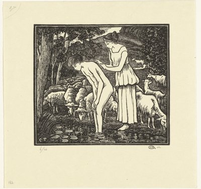 Daphnist Cloë mossa Daphnis et Chloé (sorozat címe) alkotó: Lucien Pissarro