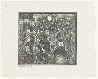A fakkeloptochttól Daphnis és Chloe, Fáklyás menet Daphnis és Chloe (sorozat címe) alkotó: Lucien Pissarro